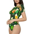 thumbnail image 1 of Uemuo St Patrick's Day10 Pattern Women's One Piece Short Sleeve Swimsuit Rash Guard Surfing Modest Quick-drying Swimsuit Beach Essentials-Small, 1 of 9