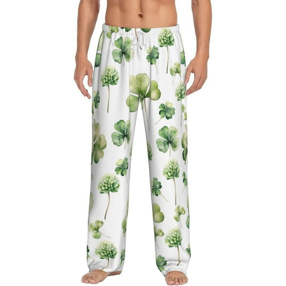 Uemuo St Patrick's Day3 Pattern Men's Wide Leg Palazzo Lounge Pants with Pockets Light Weight Loose Comfy Casual Pajama Pants-X-Large