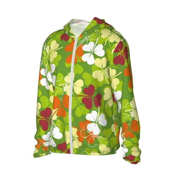 Uemuo St. Patrick's Day3 Pattern Women's Full Zip UPF 50+ Sun Protection Hoodie Jacket Long Sleeve Sun Shirt Hiking Outdoor Performance with Pockets-