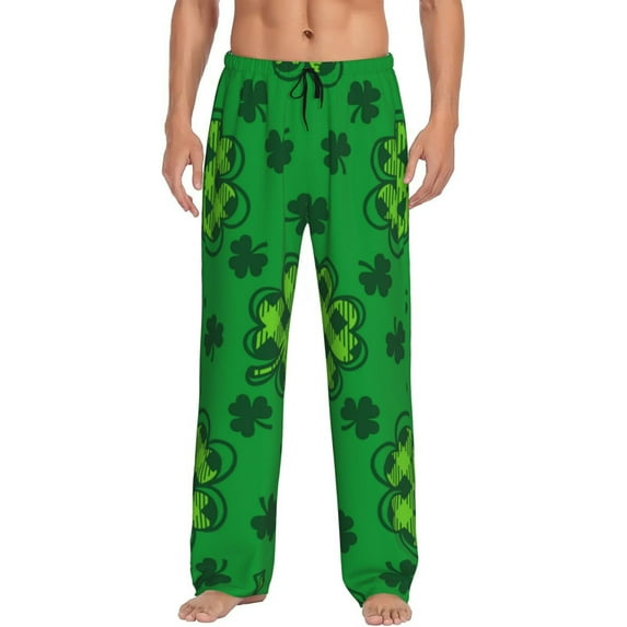 Uemuo St Patrick's Day5 Pattern Men's Wide Leg Palazzo Lounge Pants with Pockets Light Weight Loose Comfy Casual Pajama Pants-Large