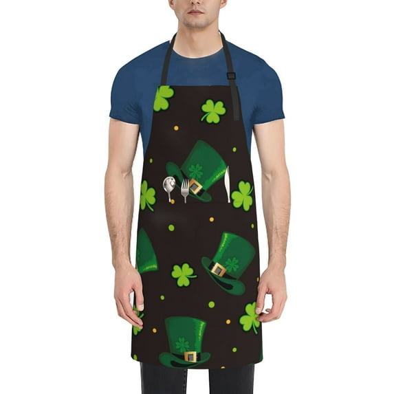 Uemuo St. Patrick's Day8 Pattern Waterproof Apron Adjustable Dishwasher Apron- Apron for Women Men Heavy Duty Work Apron for Dishwashing Chemical Lab