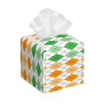 thumbnail image 1 of Uemuo St. Patrick's day argyle Pattern Tissue Box Cover Holder, Square with Bottom Belt - PVC Leather Decorative Organizer for Tabletop, Bathroom, Car, Office, 1 of 7