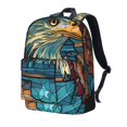 Uemuo Stained Glass Eagle USA Pattern Backpack for Work and Travel