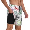 thumbnail image 1 of Uemuo Stamp Set Collection Pattern Mens Swim Trunks Quick Dry Board Shorts with Mesh Lining, Stretch Beach Shorts Quick Dry No-Chafing Board Shorts-, 1 of 9