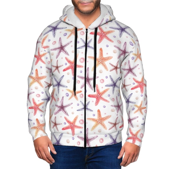 Uemuo Starfish 1 for Men's Fashion Full-zip Hoodies & Sweatshirts with Kangaroo Pocket, Zip-up Hooded Sweatshirt, Moisture Wicking & Breathable-Medium