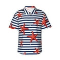 thumbnail image 1 of Uemuo Starfish Navy Blue Stripe Printed Regular Fit Short Sleeve Casual Hawaiian Shirt for Men,Aloha shirt,Tropical shirt,Floral print shirt,Vacation Beach shirt-Medium, 1 of 9