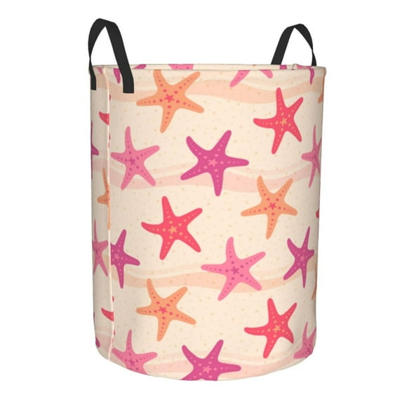 Uemuo Starfish Pattern Circular Laundry Hamper Basket with handles,Collapsible laundry basket,Large capacity laundry hamper,Laundry Organizer-Medium