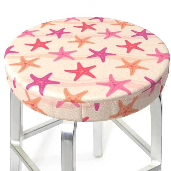 Uemuo Starfish Pattern Round Bar Stool Seat Covers Washable Stool Cushion Slipcover Elastic Bar Chair Covers-12 inch