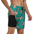 thumbnail image 1 of Uemuo Starfish and Shell Pattern Mens Swim Trunks Quick Dry Board Shorts with Mesh Lining, Stretch Beach Shorts Quick Dry No-Chafing Board Shorts-Medium, 1 of 9
