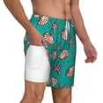 thumbnail image 1 of Uemuo Starfish and Shell Pattern Mens Swim Trunks Quick Dry Board Shorts with Mesh Lining, Stretch Beach Shorts Quick Dry No-Chafing Board Shorts-Medium, 1 of 9