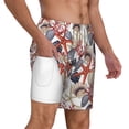 thumbnail image 1 of Uemuo Starfish Shell Pattern Mens Swim Trunks Quick Dry Board Shorts with Mesh Lining, Stretch Beach Shorts Quick Dry No-Chafing Board Shorts-Small, 1 of 9