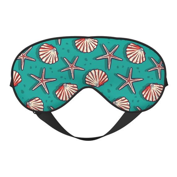 Uemuo Starfish and Shell Pattern Sleep Eye Mask - Light Blocking Sleep Mask Blocking Out Light Perfectly, Soft and Comfortable Night Eye Mask, Eye Blinder