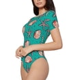 thumbnail image 1 of Uemuo Starfish and Shell Pattern Women's One Piece Short Sleeve Swimsuit Rash Guard Surfing Modest Quick-drying Swimsuit Beach Essentials-Large, 1 of 9