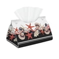 thumbnail image 1 of Uemuo Starfishes Shells Pattern Tissue Box Cover Holder, Triangle with Bottom Belt - PVC Leather Decorative Organizer for Tabletop, Bathroom, Car, Office, 1 of 9