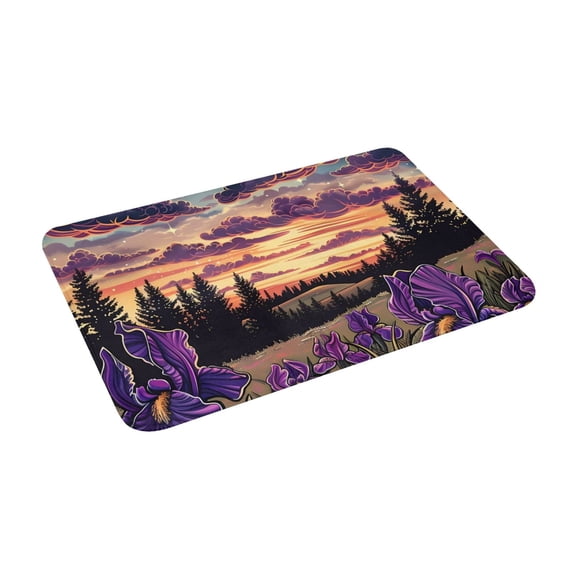 Uemuo Starry Night Purple Irises Printed Door Mat Indoor Doormat 16"x24",Front Back Door Mats Non Slip Entrance Rugs,Inside Doormats for Entryway