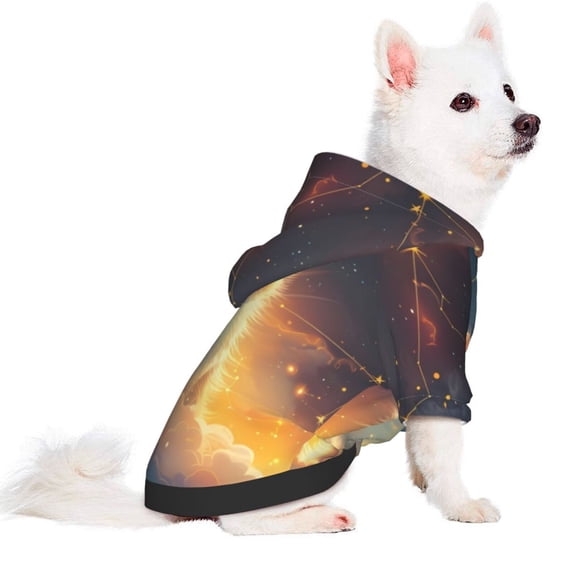 Uemuo Starry Sky Constellation Cat for Winter Dog Hoodie Sweatshirts with Pockets Warm Dog Clothes for Small Dogs Chihuahua-Large