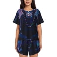 thumbnail image 1 of Uemuo Starry Sky Meditating Chimpanzees Pattern Women's Short-Sleeved Pajama, Button-Front Loungewear, 2-Piece Summer Sleepwear, Elastic Drawstring Shorts-X-Large, 1 of 7