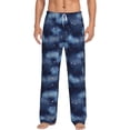 thumbnail image 1 of Uemuo Starry Sky Pattern Men's Wide Leg Palazzo Lounge Pants with Pockets Light Weight Loose Comfy Casual Pajama Pants-Small, 1 of 9