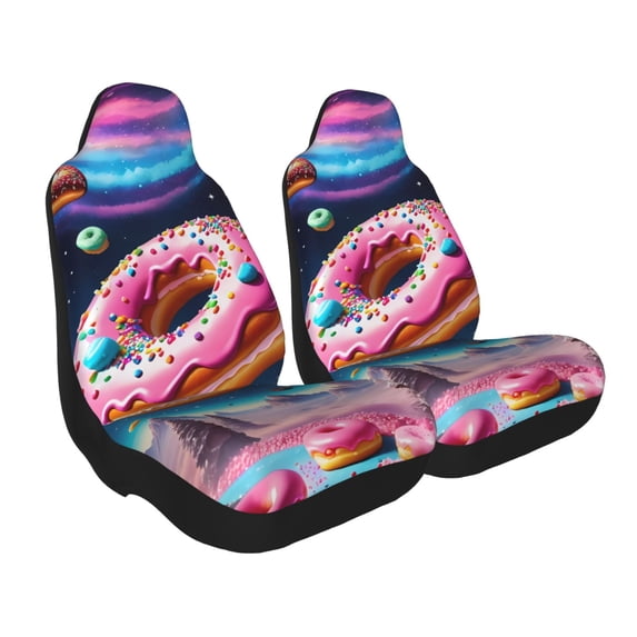 Uemuo Starry Sky Pine Tree Donut Pattern Car Seat Covers for Front Seats Waterproof Seat Covers for Cars, Universal Auto Front Seats Protector Fits for Car-1