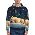 thumbnail image 1 of Uemuo Starry Sky Sleep White Bear Pattern Men's Hoodie - Casual Pullover Hoodie with Kangaroo Pocket, Stylish Hooded Sweatshirt for Everyday Wear-Medium, 1 of 7
