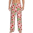 thumbnail image 1 of Uemuo Strawberries Pattern Men's Wide Leg Palazzo Lounge Pants with Pockets Light Weight Loose Comfy Casual Pajama Pants-Small, 1 of 9