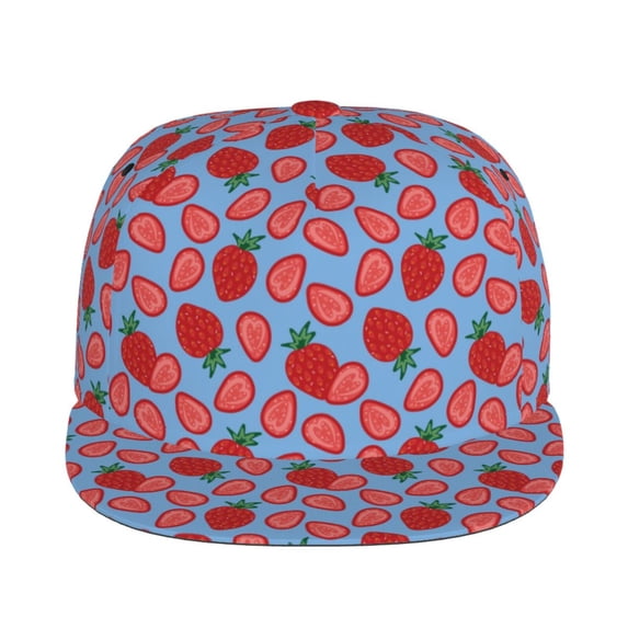 Uemuo Strawberries Pattern Women's Baseball Cap,Straight Brim Hat,Golf Dad Hat,Travel Hat,Sun Protection Cap,Everyday Accessory