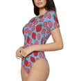 thumbnail image 1 of Uemuo Strawberries Pattern Women's One Piece Short Sleeve Swimsuit Rash Guard Surfing Modest Quick-drying Swimsuit Beach Essentials-X-Large, 1 of 9