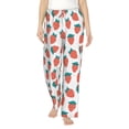 thumbnail image 1 of Uemuo Strawberries Pattern Women's Wide Leg Palazzo Lounge Pants with Pockets Light Weight Loose Comfy Casual Pajama Pants-Small, 1 of 9