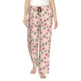 thumbnail image 1 of Uemuo Strawberry And Flowers Pattern Women's Wide Leg Palazzo Lounge Pants with Pockets Light Weight Loose Comfy Casual Pajama Pants-Medium, 1 of 9