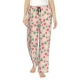 thumbnail image 1 of Uemuo Strawberry And Flowers Pattern Women's Wide Leg Palazzo Lounge Pants with Pockets Light Weight Loose Comfy Casual Pajama Pants-Small, 1 of 9