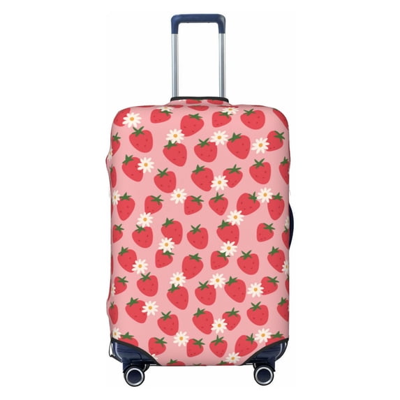 Uemuo Strawberry And Flowers Printed Washable Luggage Cover - Fashion Suitcase Protector Fits 18-32 Inch Luggage -X-Large