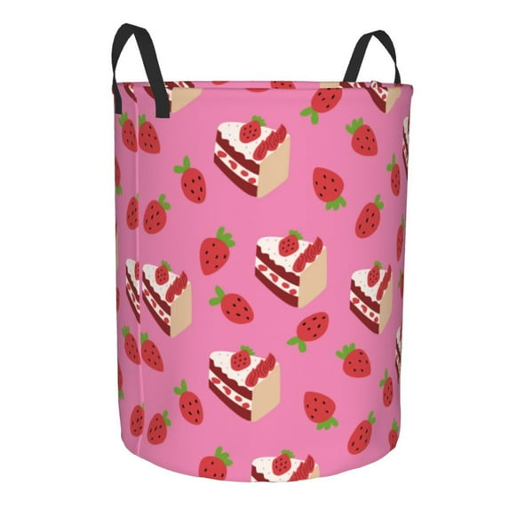 Uemuo Strawberry Cake Pattern Circular Laundry Hamper Basket with handles,Collapsible laundry basket,Large capacity laundry hamper,Laundry Organizer-