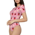 thumbnail image 1 of Uemuo Strawberry and Ladybugs Pattern Women's One Piece Short Sleeve Swimsuit Rash Guard Surfing Modest Quick-drying Swimsuit Beach Essentials-X-Large, 1 of 9