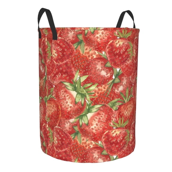 Uemuo Strawberry Pattern Circular Laundry Hamper Basket with handles,Collapsible laundry basket,Large capacity laundry hamper,Laundry Organizer-
