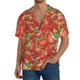 thumbnail image 1 of Uemuo Strawberry Pattern Cotton Linen Short Sleeve Shirts,Casual Lightweight Button Down Shirts,Vacation Beach Summer Tops-Large, 1 of 7