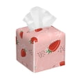 thumbnail image 1 of Uemuo Strawberry Tissue Box Cover Holder, Square with Bottom Belt - PVC Leather Decorative Organizer for Tabletop, Bathroom, Car, Office, 1 of 8