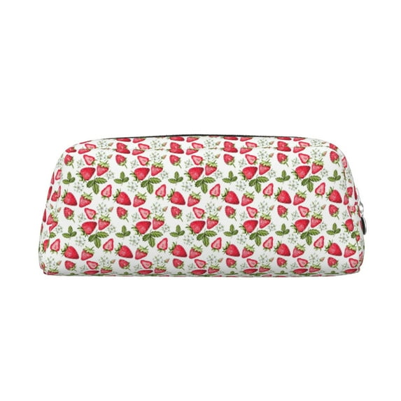 Uemuo Strawberry1 Printed Leather Pencil Case, Pencil Pouch, Portable Pencil Bag, Pen Case for& Office