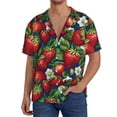 thumbnail image 1 of Uemuo Strawberry2 Pattern Cotton Linen Short Sleeve Shirts,Casual Lightweight Button Down Shirts,Vacation Beach Summer Tops-Medium, 1 of 7