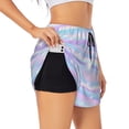 thumbnail image 1 of Uemuo Striped Gradient Pattern Women's Athletic Shorts High Waisted Running Shorts with Liner Pockets Gym Elastic Workout Shorts-Small, 1 of 9