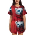thumbnail image 1 of Uemuo Stylish Polar Bear Sunglasses Pattern Women's Short-Sleeved Pajama, Button-Front Loungewear, 2-Piece Summer Sleepwear, Elastic Drawstring Shorts-XX-Large, 1 of 7