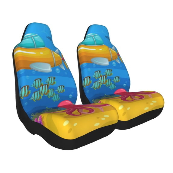 Uemuo Submarine And Landscape Pattern Car Seat Covers for Front Seats Waterproof Seat Covers for Cars, Universal Auto Front Seats Protector Fits for Car-1