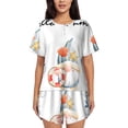 thumbnail image 1 of Uemuo Summer Gnome Pattern Women's Short-Sleeved Pajama, Button-Front Loungewear, 2-Piece Summer Sleepwear, Elastic Drawstring Shorts-Small, 1 of 7