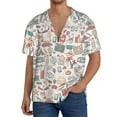 thumbnail image 1 of Uemuo Summer Life Pattern Cotton Linen Short Sleeve Shirts,Casual Lightweight Button Down Shirts,Vacation Beach Summer Tops-3X-Large, 1 of 7