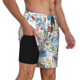 thumbnail image 1 of Uemuo Stamp Pattern Mens Swim Trunks Quick Dry Board Shorts with Mesh Lining, Stretch Beach Shorts Quick Dry No-Chafing Board Shorts-Medium, 1 of 9