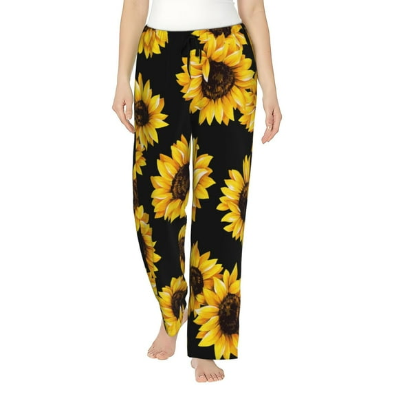 Uemuo Sunflower 6 Pattern Women's Wide Leg Palazzo Lounge Pants with Pockets Light Weight Loose Comfy Casual Pajama Pants-Medium