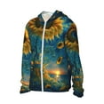 thumbnail image 1 of Uemuo Sunflower Castle Starry Sky Pattern Women's Full Zip UPF 50+ Sun Protection Hoodie Jacket Long Sleeve Sun Shirt Hiking Outdoor Performance with Pockets-, 1 of 9