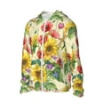 thumbnail image 1 of Uemuo Sunflower Cornflower Poppy Pattern Women's Full Zip UPF 50+ Sun Protection Hoodie Jacket Long Sleeve Sun Shirt Hiking Outdoor Performance with Pockets-Large, 1 of 9