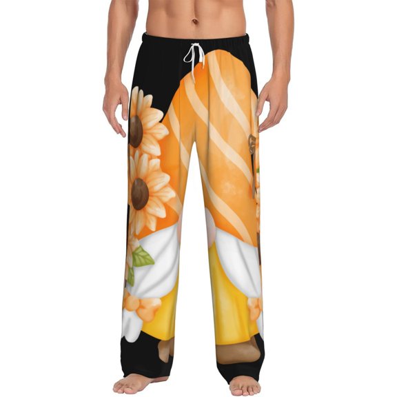 Uemuo Sunflower Gnomes 2 Pattern Men's Wide Leg Palazzo Lounge Pants with Pockets Light Weight Loose Comfy Casual Pajama Pants-Small