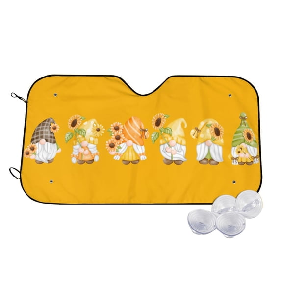 Uemuo Sunflower Gnomes 5 Pattern Accordion Car Windshield Sun Shade, Foldable Reflective Sun Visor for Car, Reflector Windshield Sunshade-Small