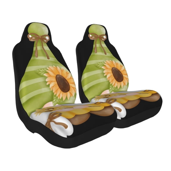 Uemuo Sunflower Gnomes Pattern Car Seat Covers for Front Seats Waterproof Seat Covers for Cars, Universal Auto Front Seats Protector Fits for Car-